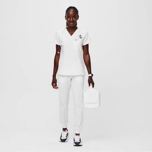 FIGS optic white one pocket scrub top
